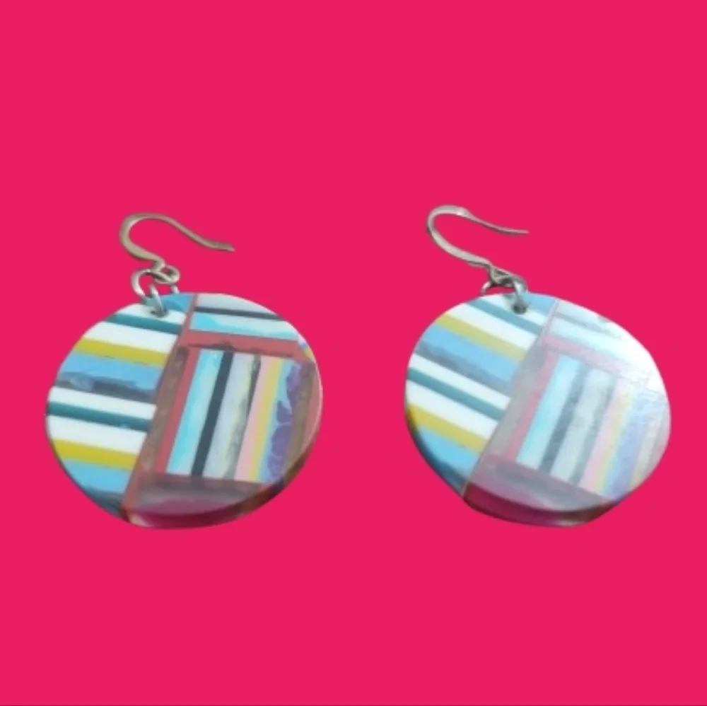 Colorful Geometric Dangle Earrings Multicolor Boho